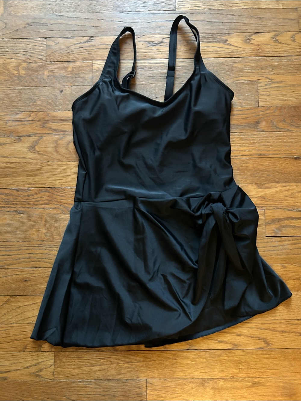 Black Tie-Waist Swimdress Medium